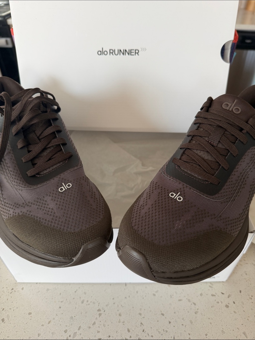 ALO Yoga Men's Runner Sneaker in Chocolate Brown